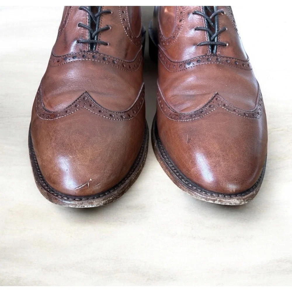 Allen Edmonds McAllister Wingtip Oxford Shoes 8.5 D Brown Calfskin Leather $450
